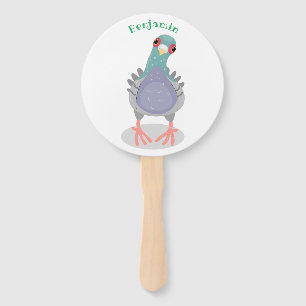 Éventail Illustration drôle de pigeon curieux