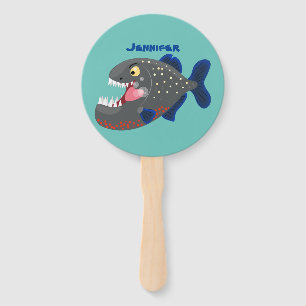 Éventail Illustration drôle de piranha affamée