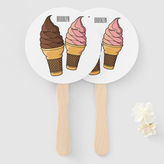 Éventail Illustration du cône de crème glacée (Devant et derrière)