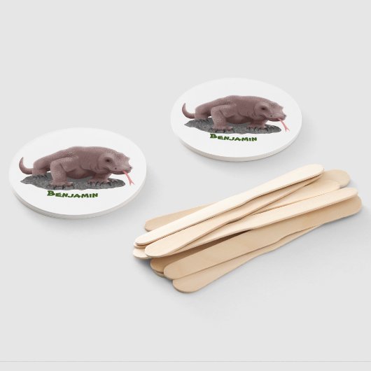 Éventail Illustration du dragon de Komodo (Non-assemblé)