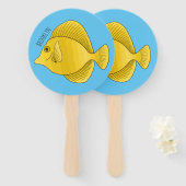 Éventail Illustration du poisson-tang jaune (Devant et derrière)
