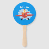 Éventail Illustration d'un avion rouge volant mignon (Dos)