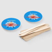 Éventail Illustration d'un avion rouge volant mignon (Non-assemblé)