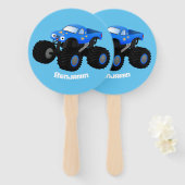 Éventail Illustration d'un camion monstre bleu mou (Devant et derrière)