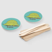 Éventail Illustration d'un dimétrodon vert mignon (Non-assemblé)