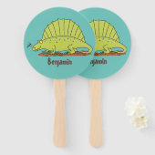 Éventail Illustration d'un dimétrodon vert mignon (Devant et derrière)