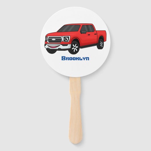 Éventail Illustration d'une camionnette rouge mou (Devant)