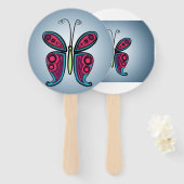 Éventail Illustration Papillon Colorée (Devant et derrière)