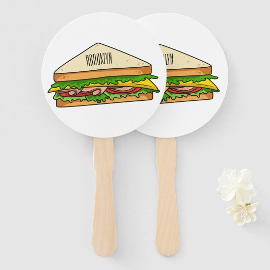 Éventail Illustration Sandwich (Devant et derrière)