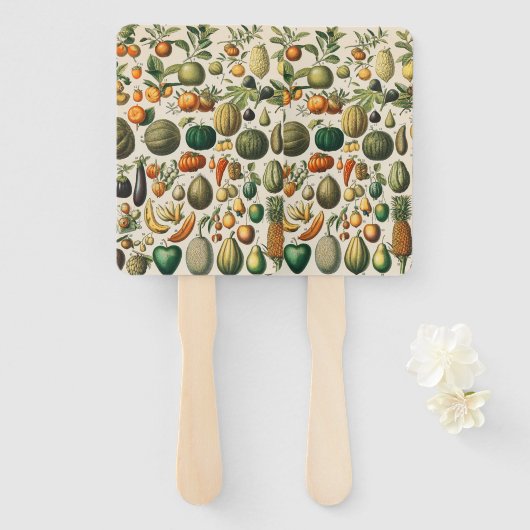 Éventail Illustration scientifique végétale des fruits (Devant et derrière)