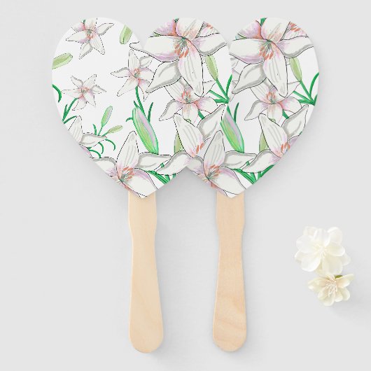 Éventail Illustration White Lily (Devant et derrière)