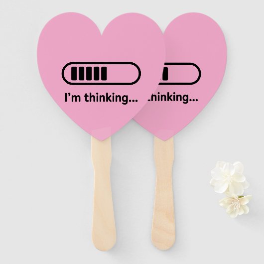 Éventail I'm Thinking... Loading Progress Bar Pink Minimali (Devant et derrière)