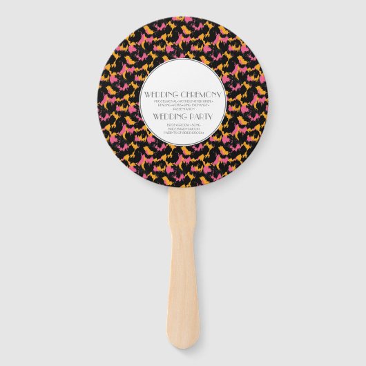 Éventail Impression de guépard moderne fourrure mariage ron (Dos)