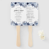 Éventail Indigo Garden Blue Floral Mariage (Devant et derrière)