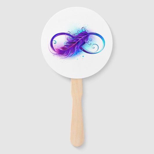 Éventail Infini avec plume violette (Devant)