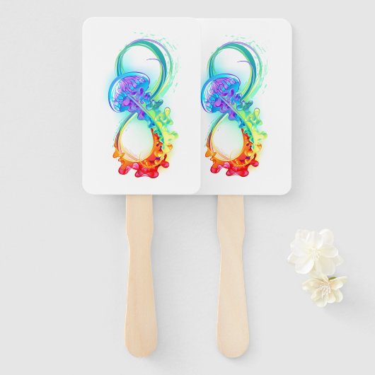 Éventail Infinity avec méduse arc-en-ciel (Devant et derrière)