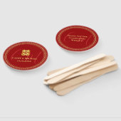 Éventail Initiales de couple mariage chinois rouge (Non-assemblé)
