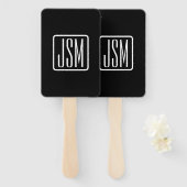 Éventail Initiales monogrammes modernes | Noir & Blanc (Devant et derrière)