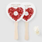 Éventail Invités mariages Floral Heart Love Moderne Romanti (Devant et derrière)