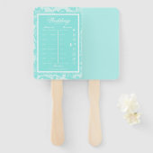 Éventail Itinéraire damassé turquoise (Devant et derrière)