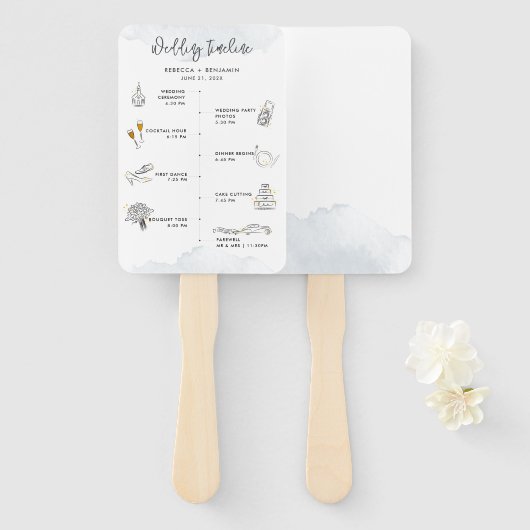 Éventail Itinéraire mariage Programme d'icônes modernes (Devant et derrière)