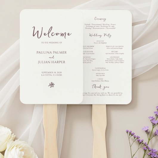 Éventail Ivory & Burgundy | Programme de mariage chic aux f