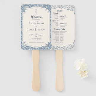 Éventail Ivory Periwinkle Wildflower Wedding Program