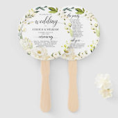 Éventail Ivory White Roses Verdure Floral Wedding Programme (Devant et derrière)