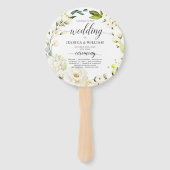 Éventail Ivory White Roses Verdure Floral Wedding Programme (Devant)