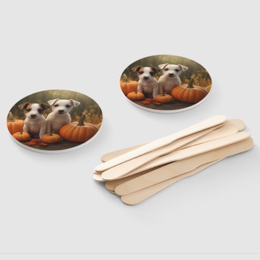 Éventail Jack Russell Puppy Automne Citrouille de plaisir (Non-assemblé)