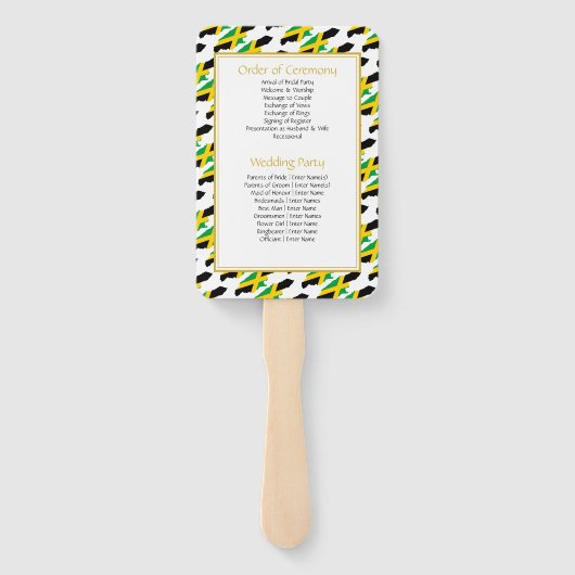 Éventail JAMAICA Christian Custom Wedding Programme (Dos)