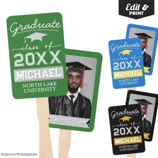Éventail Jardin de graduation modifiable Nom et nom de l'éc