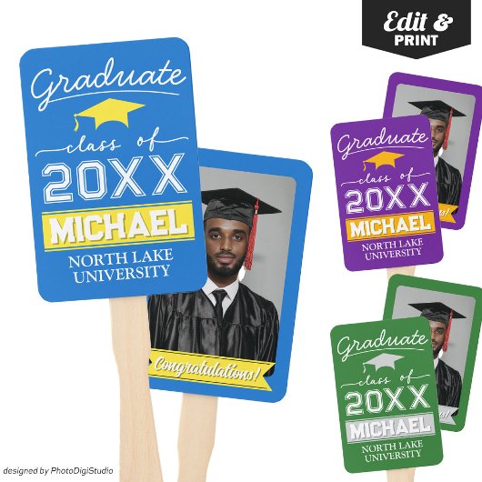 Éventail Jardin de graduation modifiable Nom et nom de l'éc