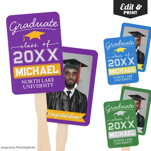 Éventail Jardin de graduation modifiable Nom et nom de l'éc