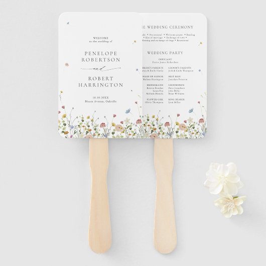 Éventail Jardin Fleur sauvage de printemps Floral minimalis (Devant et derrière)