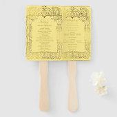 Éventail Jaune Gold Déco Chic Glam Wedding Programme (Devant et derrière)