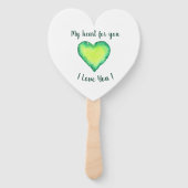 Éventail Je t'aime Mignonne Vert et Bleu Saint Valentin (Dos)