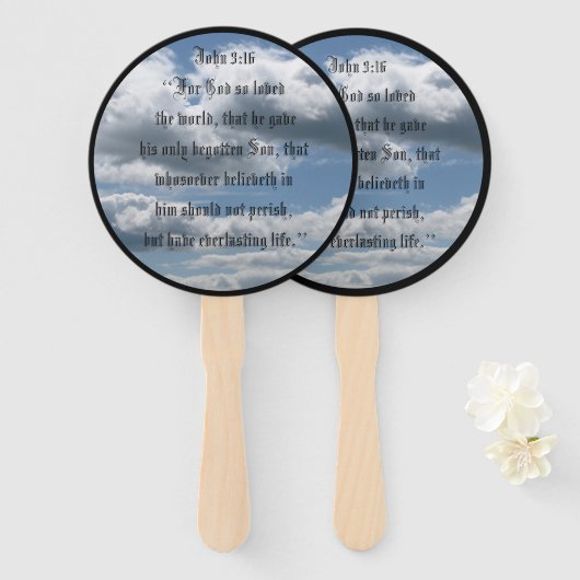 ÉVENTAIL JEAN 3:16 (Devant et derrière)