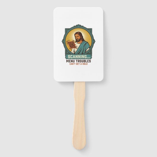 Éventail Jésus Code QR flou ne scannera pas Menu Humour Tec (Devant)