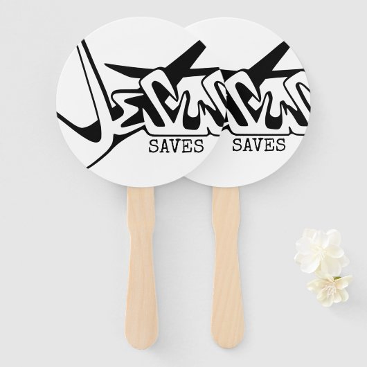 ÉVENTAIL JÉSUS SAUVE GRAFFITI (Devant et derrière)