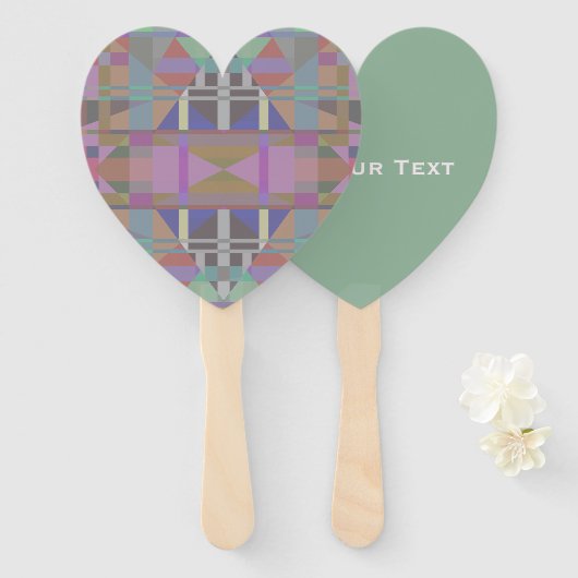 Éventail Jeu géométrique vert violet rose (Devant et derrière)