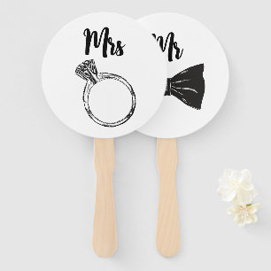 Éventail Jeux Mariages chic Black & White Bride ou Groom