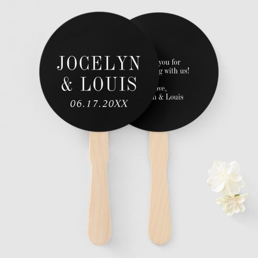 Éventail Jocelyn Black Mariage moderne (Devant et derrière)