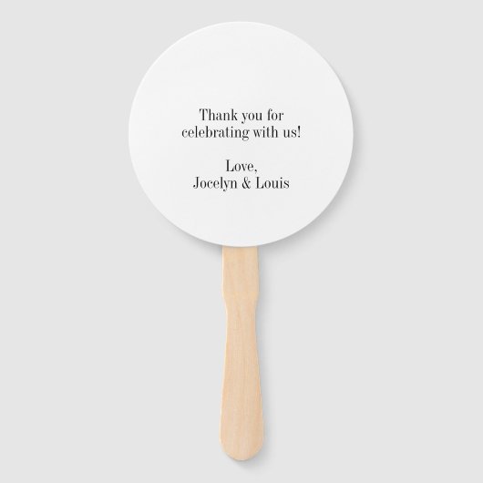 Éventail Jocelyn Mariage moderne noir et blanc (Dos)