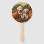 Éventail Joie d'automne chiot caniche citrouille (Devant)