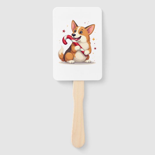 Éventail Joie de Corgi Candy Cane (Devant)