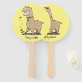 Éventail Joli alpaga joyeux avec dessin animé de papillon (Devant et derrière)