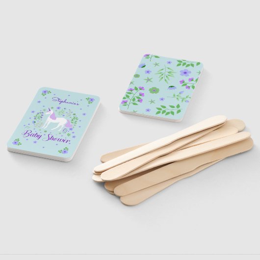 Éventail Joli Baby shower d'Aqua violet Unicorne (Non-assemblé)