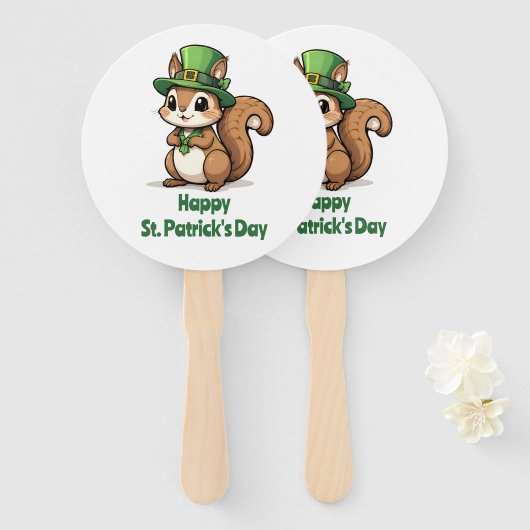 Éventail Joli écureuil de la Saint Patrick avec Casquette v (Devant et derrière)