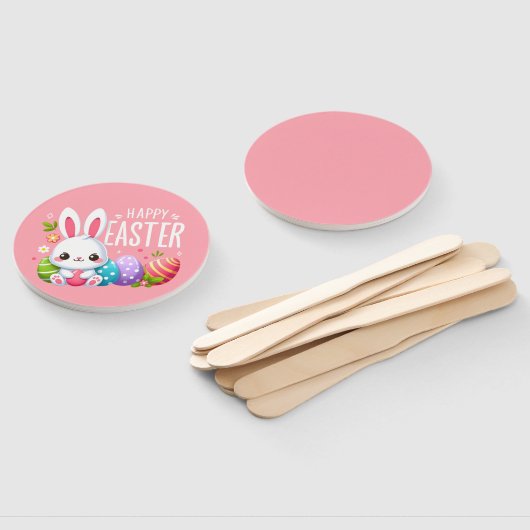 Éventail Joli lapin de Pâques rose (Non-assemblé)